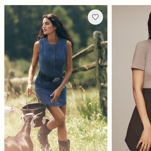 Avec Les Filles Denim Button-Front Minidress